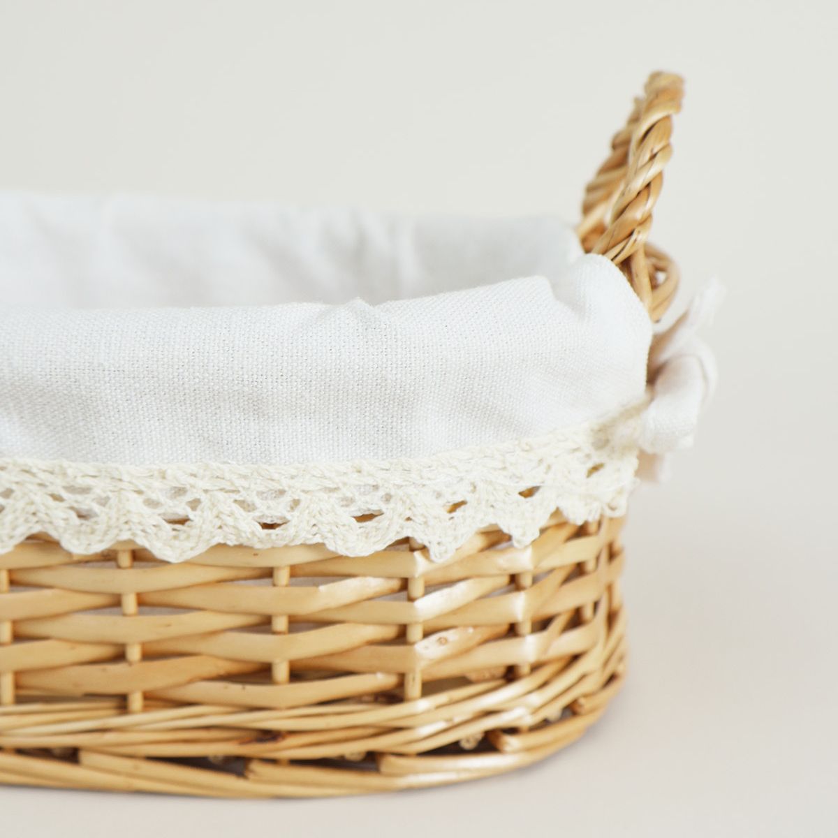 2-Pack Wicker Storage Baskets with Cloth Liner, Large & Small Handwoven Organizer Bins with Handles