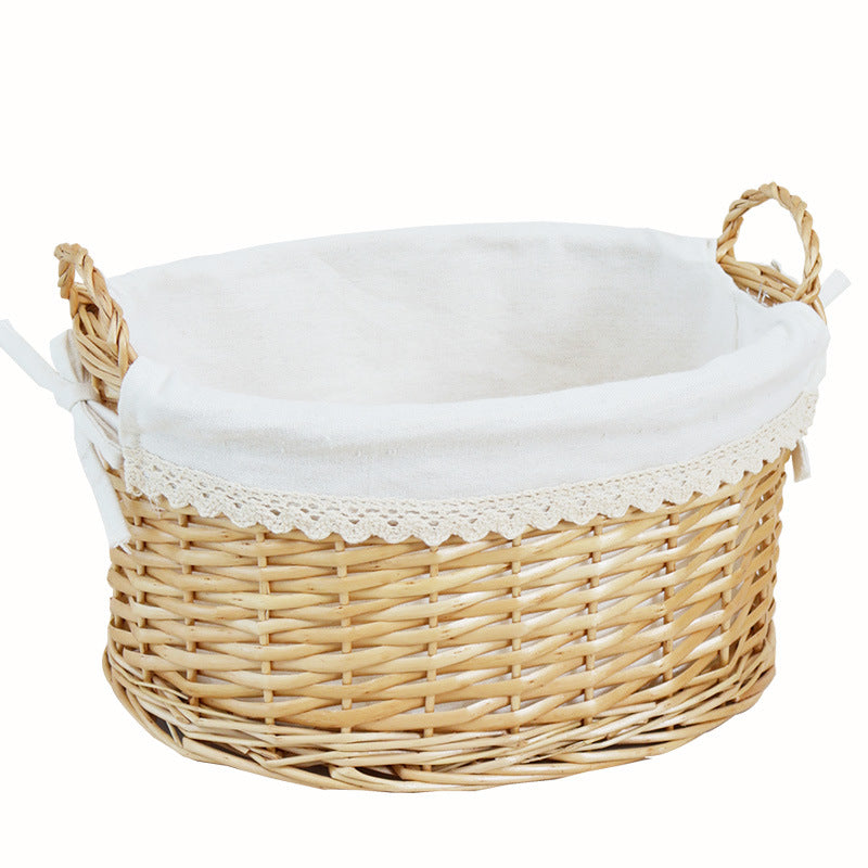 2-Pack Wicker Storage Baskets with Cloth Liner, Large & Small Handwoven Organizer Bins with Handles
