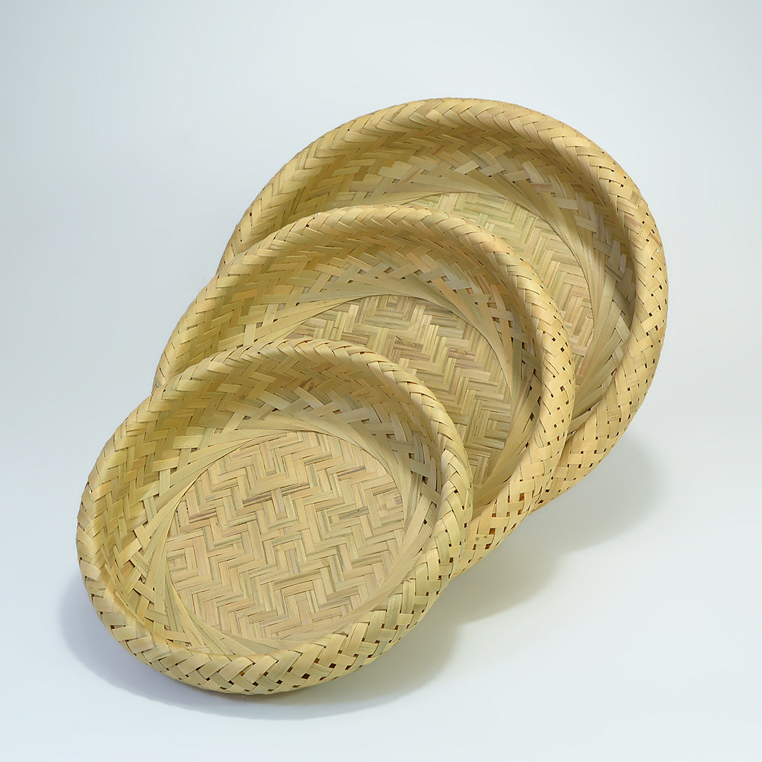 3-Piece Handmade Bamboo Round Tray Set | The Beauty of Bamboo, Embracing the Poetry of Life