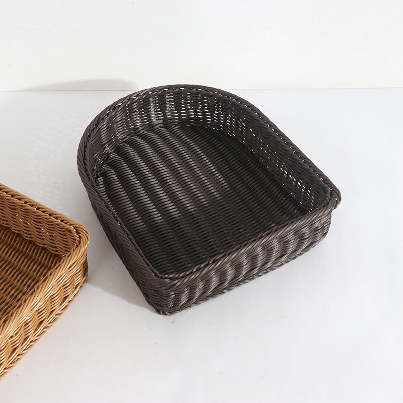 Rectangular Woven Storage Baskets Set of 2 – Multi-Purpose Organizer Bin for Home, Fruit, Bread & Display, 36×30×8cm