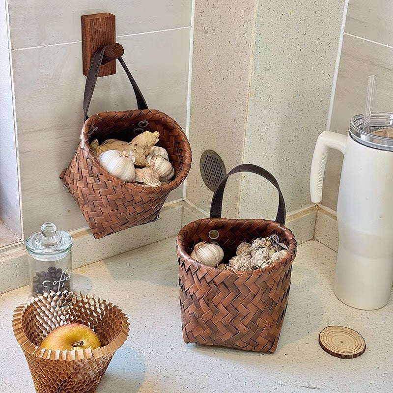 Woven Storage Bag Set of 4 – 12×12cm Compact Wall Hanging Organizer Baskets