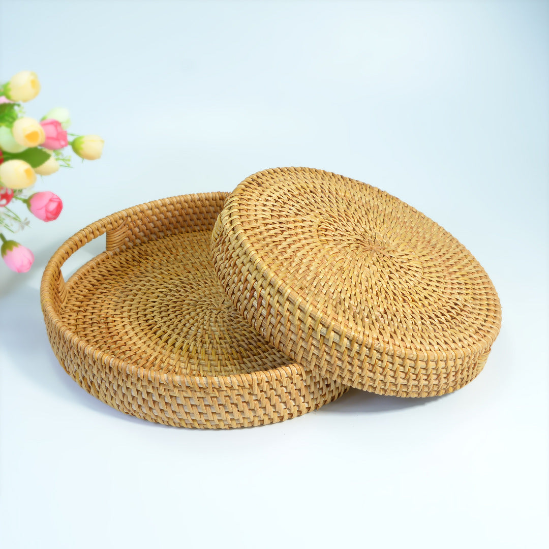 3-Piece Rattan Round Dessert Tray Set | A Perfect Blend of Natural Aesthetics and Practicality