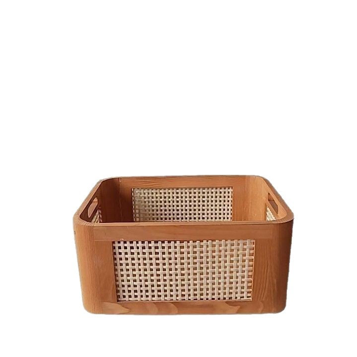 2-Piece Wooden Rattan Storage Basket Set: Create a New Aesthetic for Home Storage
