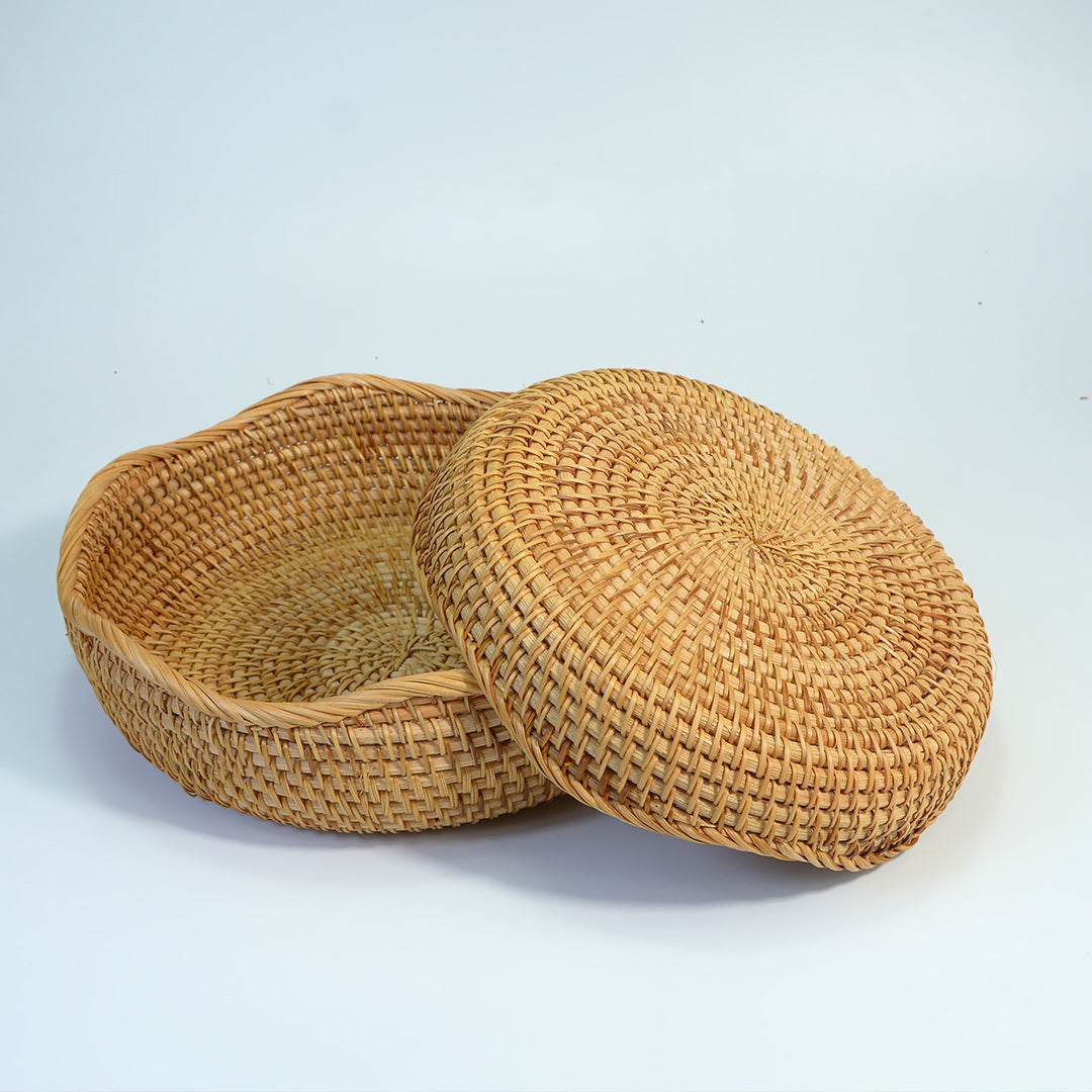 3-Pack Round Bamboo Woven Baskets (Large + Medium + Small) – Handmade Fruit, Bread, Snack & Storage Bins for Home and Kitchen Décor
