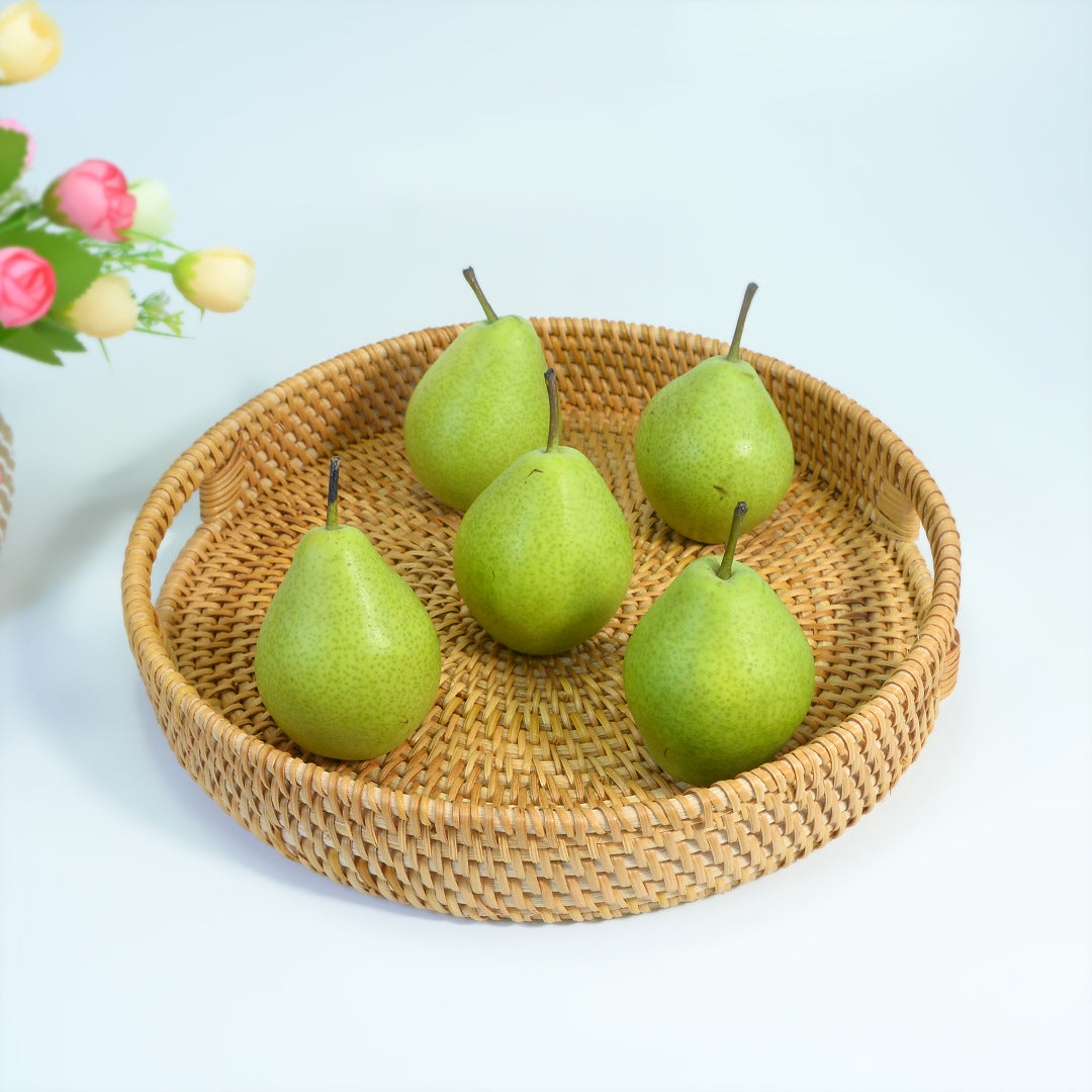 3-Piece Rattan Round Dessert Tray Set | A Perfect Blend of Natural Aesthetics and Practicality