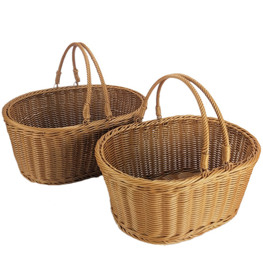 2-Piece Rattan Hand Basket Set | Natural Texture, Suitable for Various Lifestyles