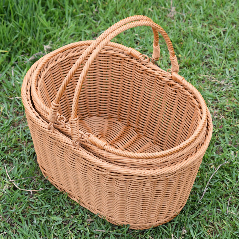 2-Piece Rattan Hand Basket Set | Natural Texture, Suitable for Various Lifestyles