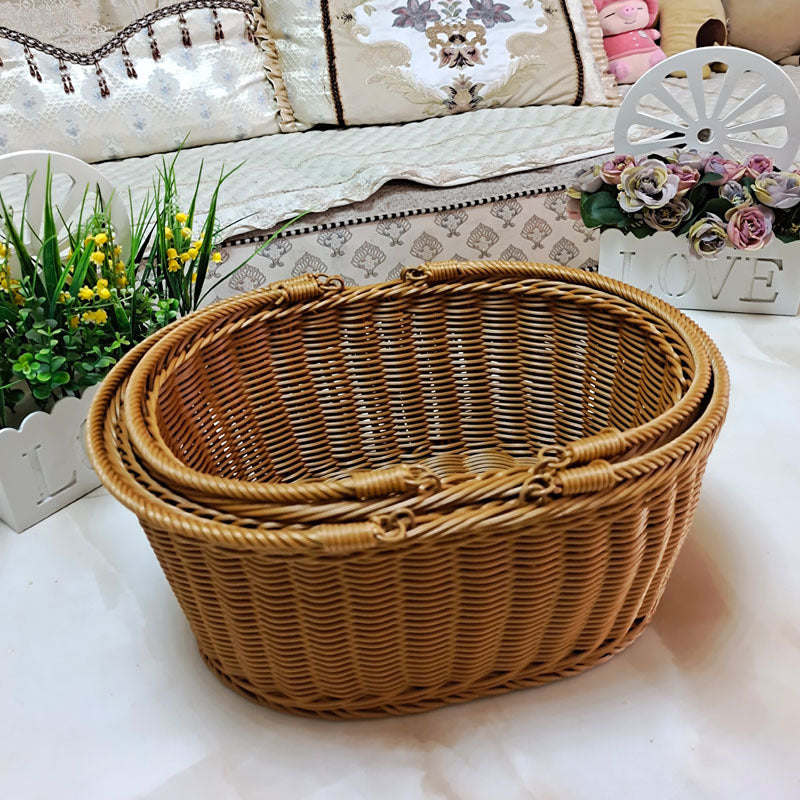 2-Piece Rattan Hand Basket Set | Natural Texture, Suitable for Various Lifestyles