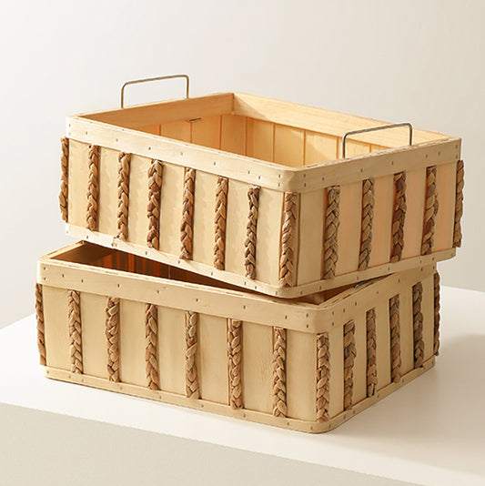 Wooden Woven Storage Basket (Set of 2): A Storage Aesthetic That Blends Nature and Craftsmanship