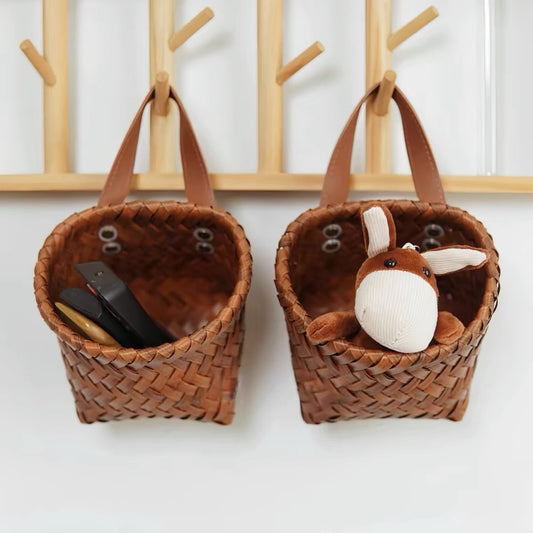 Woven Storage Bag Set of 4 – 12×12cm Compact Wall Hanging Organizer Baskets