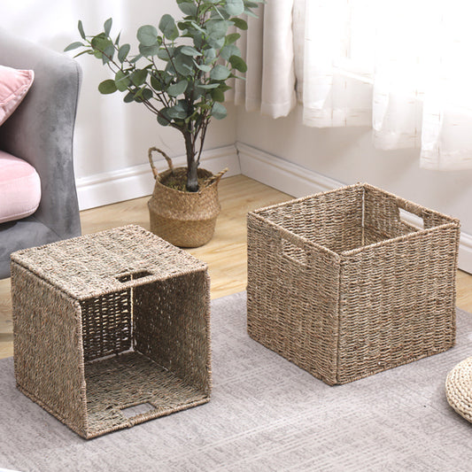 4-Pack Woven Storage Baskets 25×25×25cm Handcrafted Square Organizer Bins with Handles for Home, Closet, Living Room, Bedroom