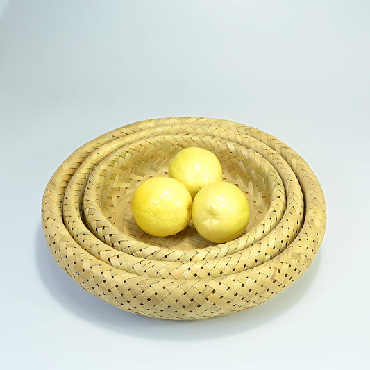3-Piece Handmade Bamboo Round Tray Set | The Beauty of Bamboo, Embracing the Poetry of Life