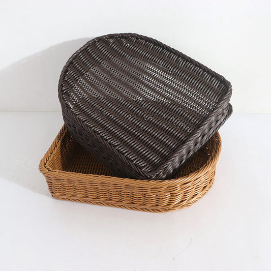Rectangular Woven Storage Baskets Set of 2 – Multi-Purpose Organizer Bin for Home, Fruit, Bread & Display, 36×30×8cm
